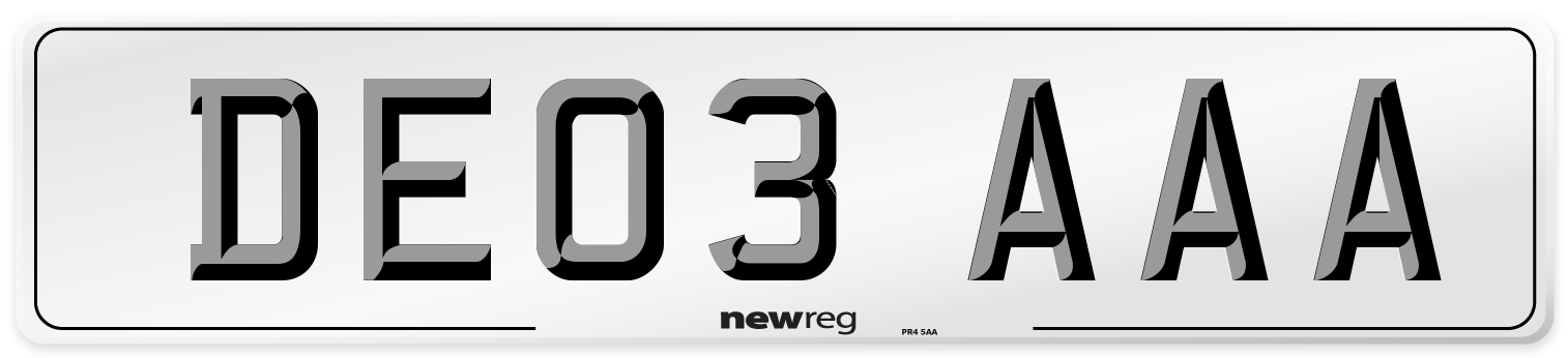 DE03 AAA Number Plate from New Reg